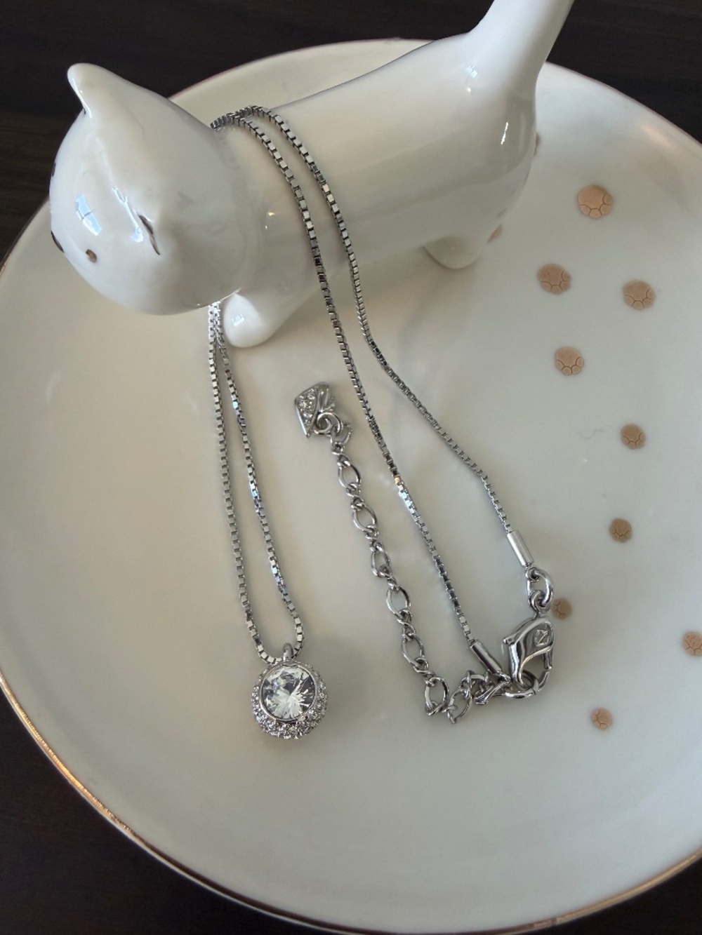 Swarovski Reversible Crystal Pendant Necklace Silver Tone 14.5-17"